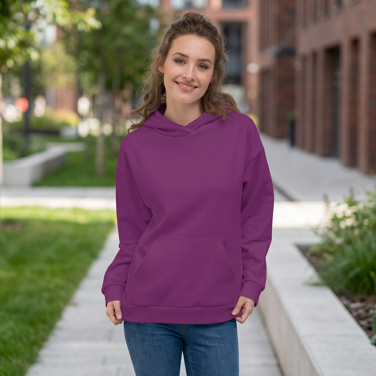 Violetter Unisex Hoodie mit Allover-Print, bequemer Kapuzenpullover in XS bis 3XL, modisches Streetwear-Design