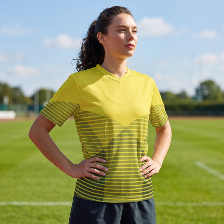 Unisex Fußball-T-Shirt von BUYATHOME24, schnelltrocknend, V-Ausschnitt, in den Größen 2XS bis 6XL, sportliches Design, angenehmer Tragekomfort