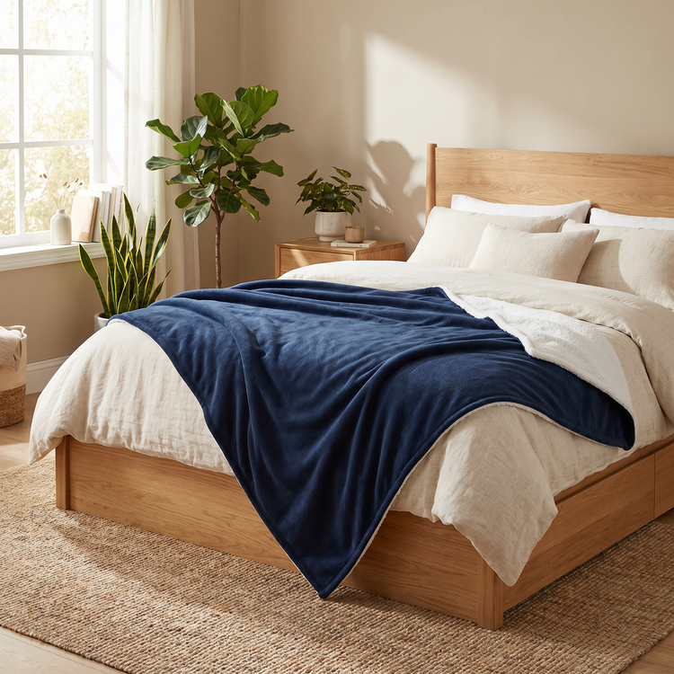 Weiche Polyester-Kuscheldecke, hypoallergen, 125x150cm, perfekt für Sofa und Bett, in gemütlichem Design.