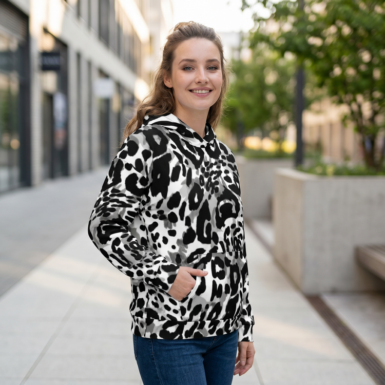 Leopard Print Damen Hoodie mit Rückenprint, kuscheliger Kapuzenpullover in XS bis 3XL, bequem und modisch von BUYATHOME24