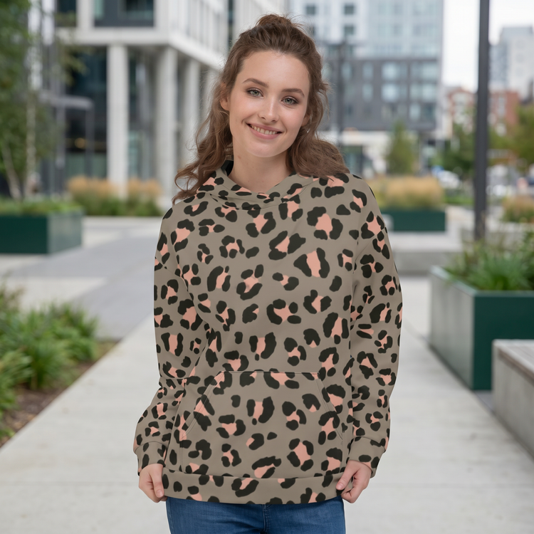 Leopardendruck Damen Hoodie mit Rückenprint, kuscheliger Kapuzenpullover in XS-3XL, bequeme Freizeitmode von BUYATHOME24.