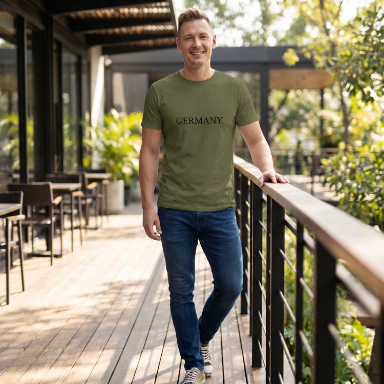 Grafik Unisex T-Shirt aus Baumwolle mit Deutschland-Design, in S bis 5XL, bedruckbar, bequem und stilvoll.