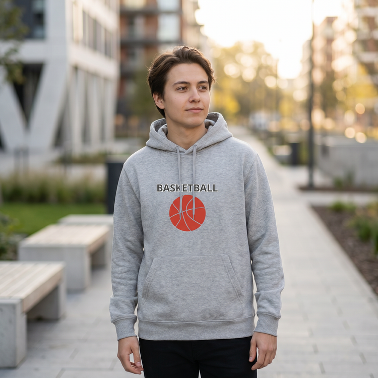 Grafik Unisex Kinder-Hoodie mit Basketball-Design für Jungen und Mädchen, sportlicher Kapuzenpullover für 4-12 Jahre