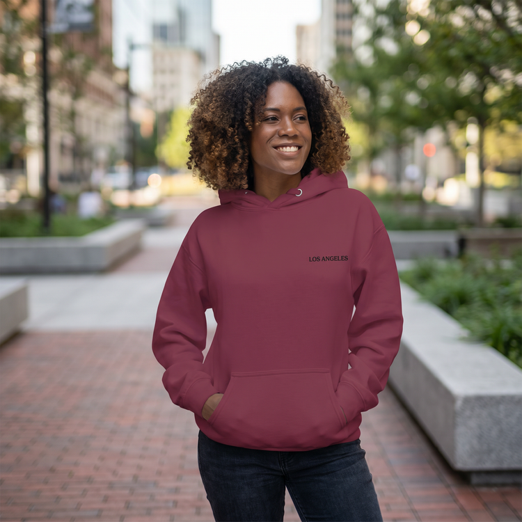 Hoodie von BUYATHOME24 in Los Angeles Design, unisex, bedruckbar, Größen S bis 3XL, weicher Baumwollstoff, casual getragen