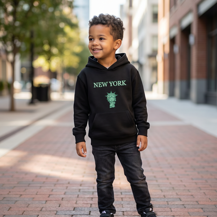 Unisex Kinder Hoodie mit New York Grafik, Baumwolle, für Kinder von 4 bis 12 Jahre, bequemer Kapuzenpullover von BUYATHOME24