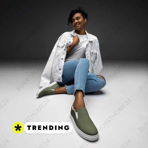 Damen Canvas Slipper mit EVA-Sohle und Leinen-Optik, Größe 35-44, von BUYATHOME24, bequeme Sommerschuhe, seitliche Ansicht