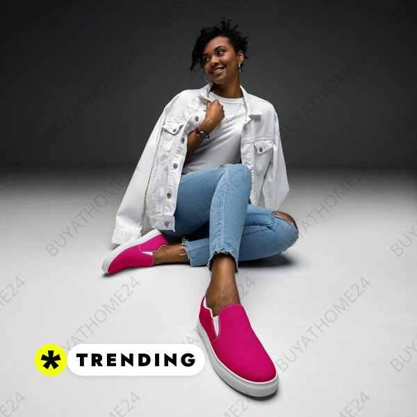 Damen Canvas Slipper von BUYATHOME24, atmungsaktive Slip-Ons mit EVA-Sohle, in Größe 35-44, bequemer Alltags-Schuh.
