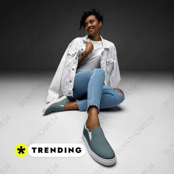 Atmungsaktive Damen Canvas Slipper in Größe 35-44 von BUYATHOME24, bequeme Slip-On Schuhe für Damen.