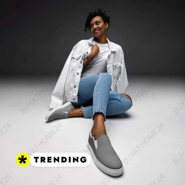 Damen Canvas Slipper von BUYATHOME24, atmungsaktive Slip-Ons mit EVA-Sohle, in Größe 35-44, bequem und leicht.