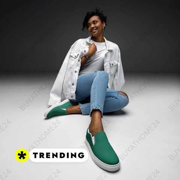 Damen Canvas Slipper von BUYATHOME24 mit atmungsaktivem Obermaterial und EVA-Sohle, Slip-On Design in Größe 35-44