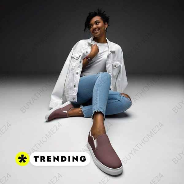 Atmungsaktive Damen Canvas Slipper in Größe 35-44 von BUYATHOME24, bequeme Slip-On Schuhe für den Alltag.