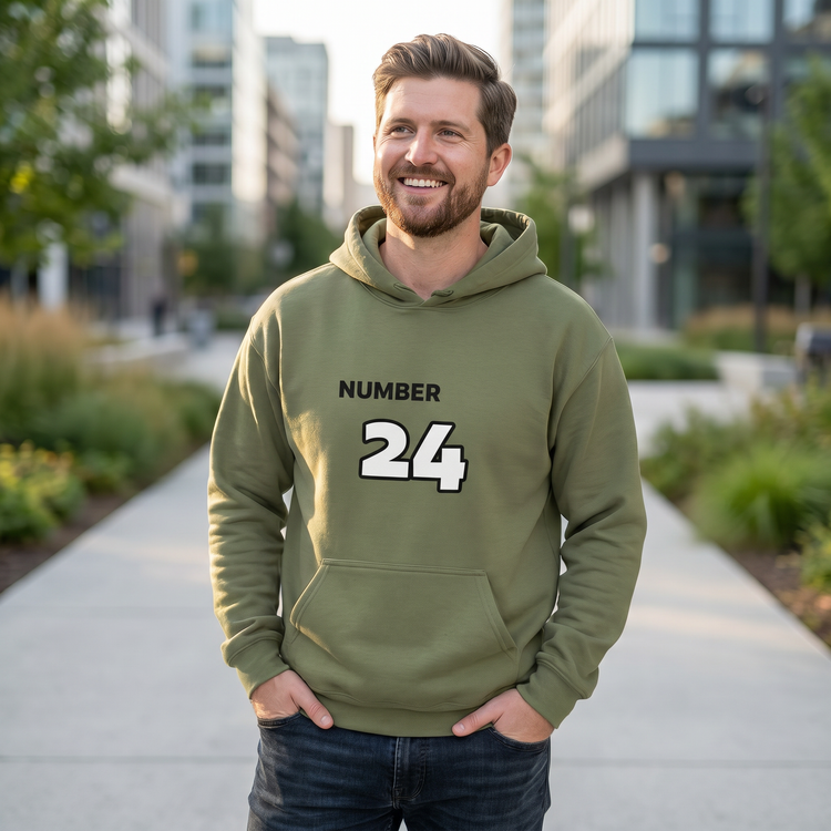 Grafik Kapuzenpullover für Herren und Damen, Baumwolle, unisex, mit Nummer 24 Design, in S-5XL, von BUYATHOME24