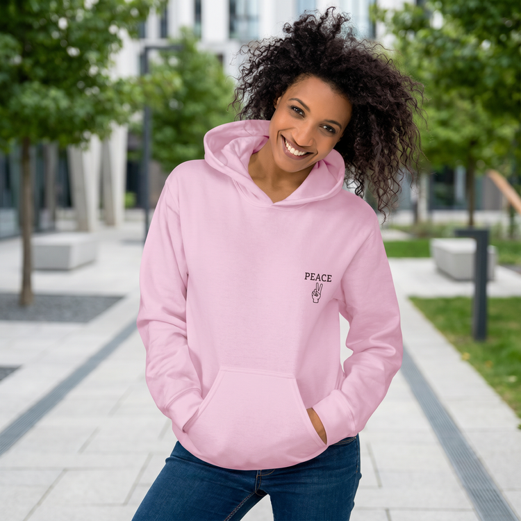 Unisex Hoodie mit Peace-Zeichen Grafik aus Baumwollmix, in den Größen S bis 5XL, bequeme Streetwear von BUYATHOME24