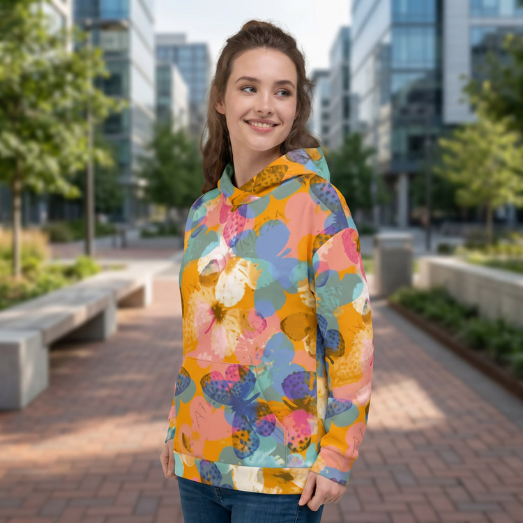 Damen Hoodie mit Schmetterling Design, Rückenprint, langärmlig, in XS-3XL, bequemer Kapuzenpullover von BUYATHOME24