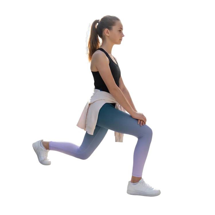 Blaue Kinder Sport-Leggings Unisex von BUYATHOME24, UV-Schutz, bedruckbar, für Kinder in 134-170 cm Größe, sportlich und bequem
