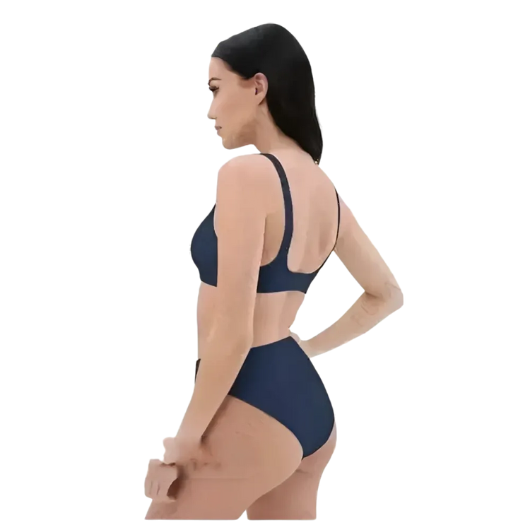 Blaues Damen Bikini Set von BUYATHOME24, schnelltrocknend, bedruckbar, in Größen XS bis 3XL, mit Bikini-Höschen und Oberteil