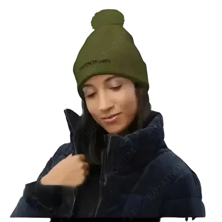 Unisex Bommel-Wintermütze aus Acryl, gestrickt, für Herren und Damen, 51-55 cm, in verschiedenen Farben.