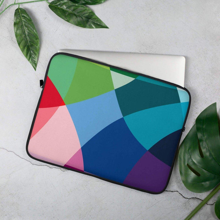 Laptoptasche aus Neopren mit Kunstfell-Futter für MacBook, 13-15 Zoll, in Schwarz mit Druckmuster, von BUYATHOME24