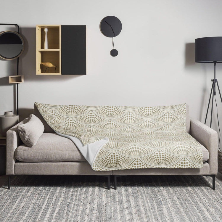 Hypoallergene Polyester-Sofadecke 125x150cm in beiger Farbe, perfekt für gemütliche Abende auf dem Sofa.