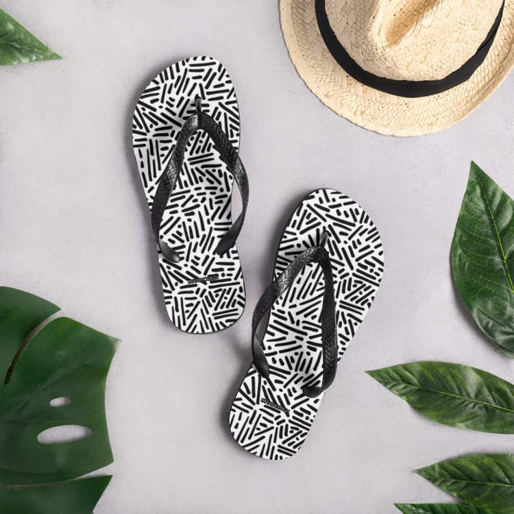 Unisex Flip-Flops mit Gummisohle in Größe 37-45 von BUYATHOME24, bequeme Sandalen für den Strand, Textildruck.