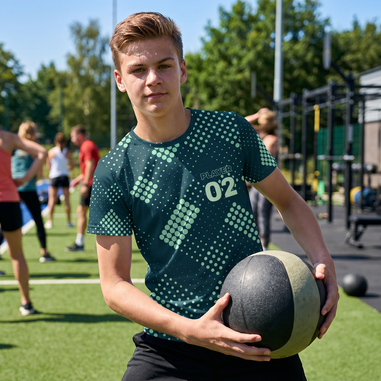 Unisex Kinder-Sportshirt, Fußball T-Shirt für Jungen und Mädchen, in Größe 134-170 cm, bequemes Baumwollmaterial, sportliches Design