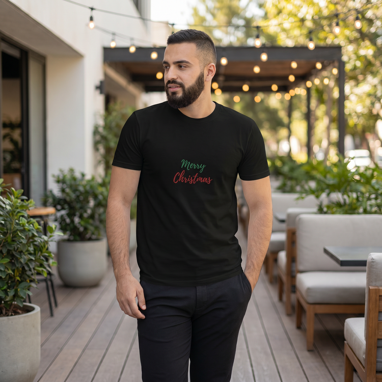 Weihnachten Rundhalsshirt, kurzarm Grafik Unisex T-Shirt in XS-3XL, mit festlichem Weihnachtsdesign, von BUYATHOME24