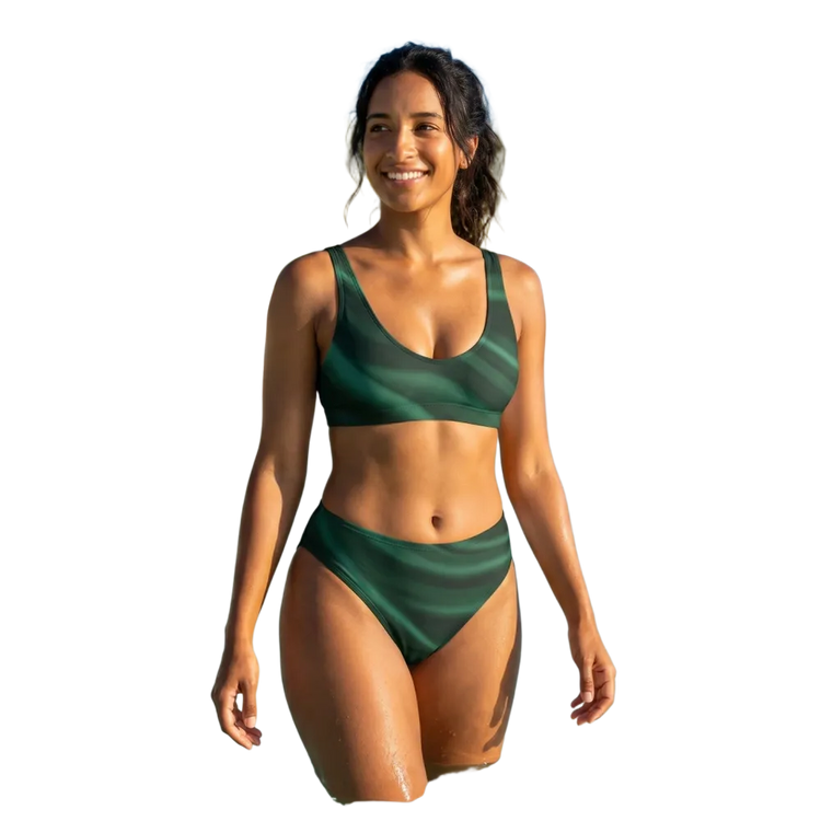 Grüner Damen Bikini Zweiteiler mit Druck, schnelltrocknend, in XS bis 3XL, modisches Badetuch von BUYATHOME24.
