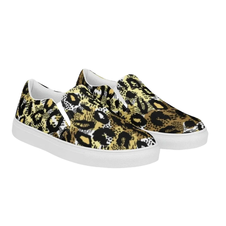 Damen Canvas Slipper von BUYATHOME24, gepolsterte Freizeitschuhe in Größe 35-44, bequemer Textildruck, sommerlicher Komfort