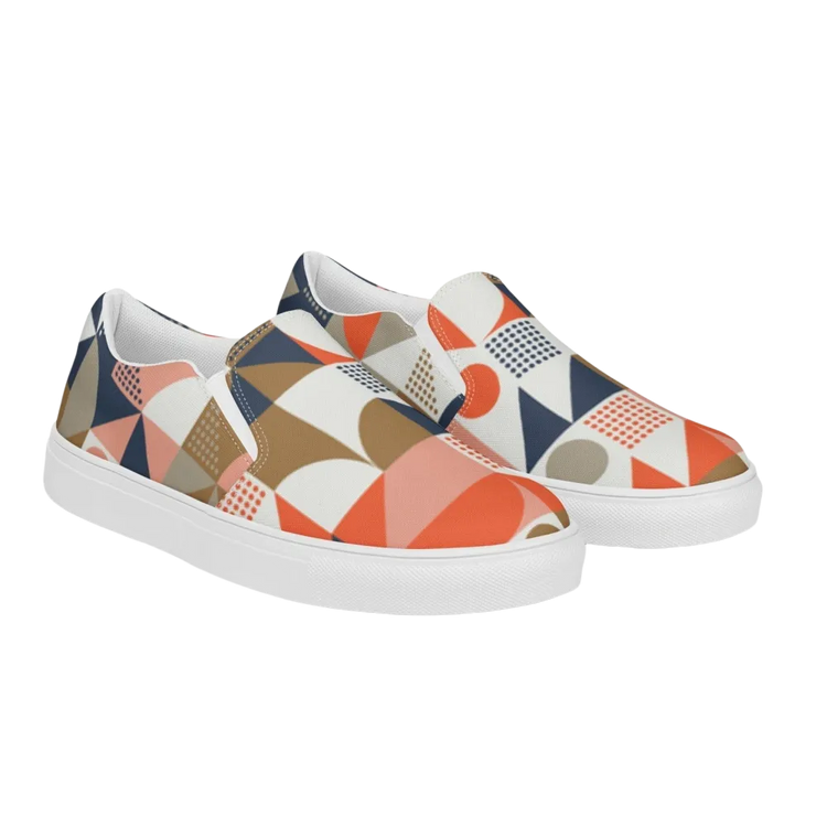 Bequeme Damen Canvas Slipper in Größe 35-44 von BUYATHOME24, atmungsaktive Schuhe für Damen, mit Textildruck.