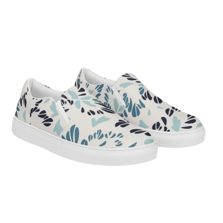 Damen Canvas Slipper von BUYATHOME24, atmungsaktive Freizeitschuhe mit Polsterung in Größe 35-44, textildruck.