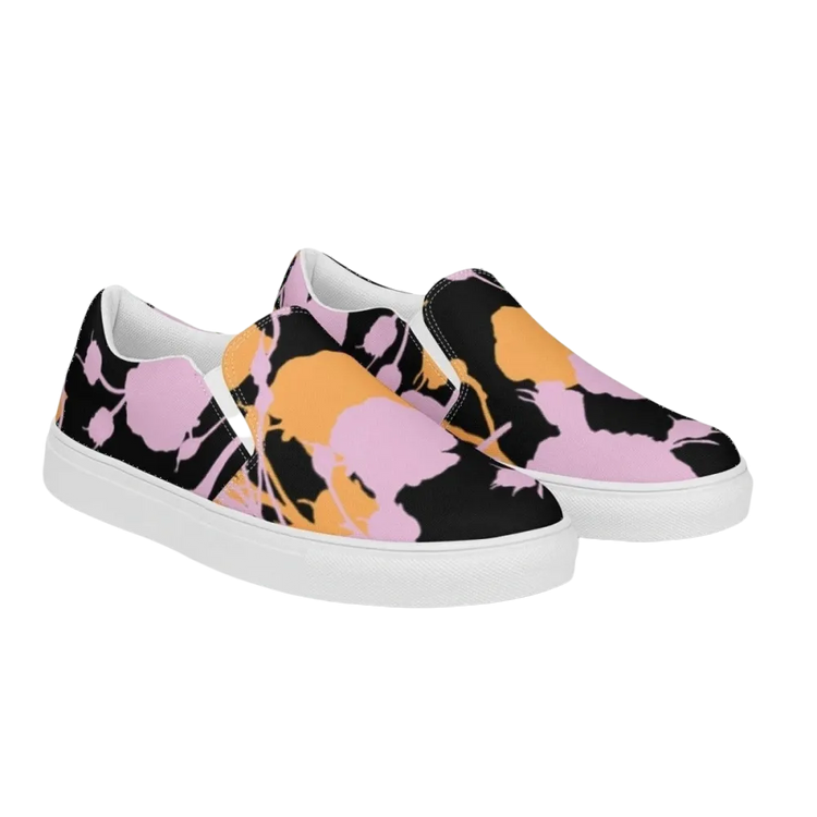 Atmungsaktive Damen Canvas Slipper von BUYATHOME24, bequeme Freizeitschuhe in Größe 35-44, mit Textildruck.