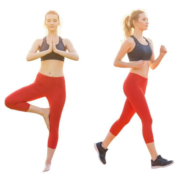 Damen Capri-Leggings von BUYATHOME24, Sportleggings mit UV-Schutz, in Größe XS bis XL, bequem und sportlich, abgebildet auf weißem Hintergrund.