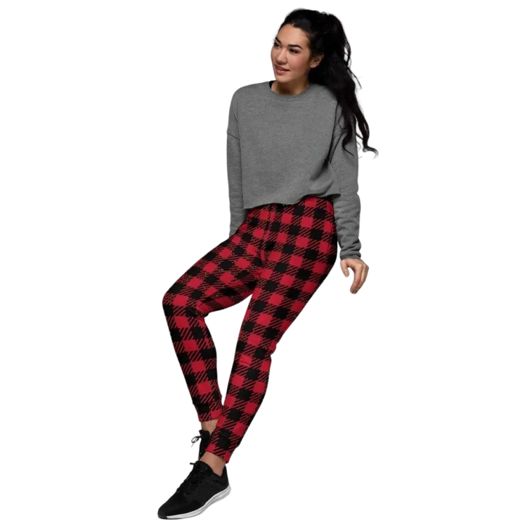 Damen Jogginghose mit Fleece-Futter und Plaid-Muster in XS bis 3XL, bequeme Baumwollhose von BUYATHOME24