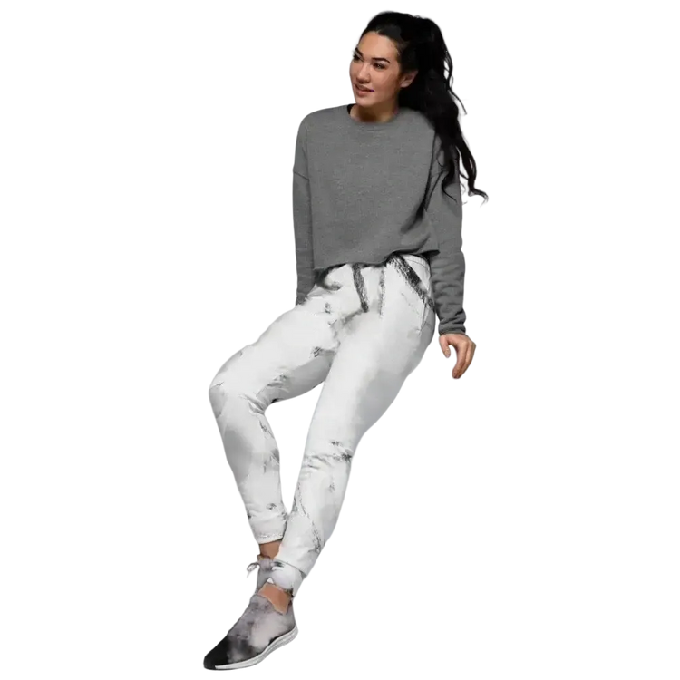 Damen Jogginghose aus Baumwoll-Mix in XS bis 3XL, bequeme Fitnesshose mit Textildruck von BUYATHOME24.