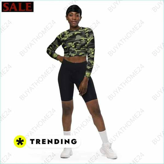 ▻ Trainingstop Bauchfrei I Langarm Crop Top 2XS - 6XL BUYATHOME24®