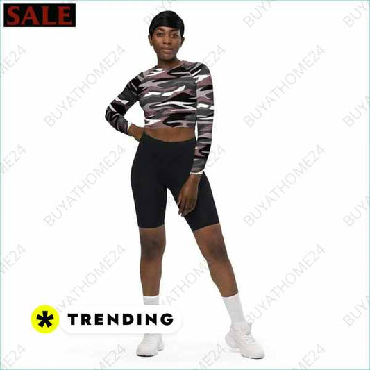 ▻ Trainingstop Bauchfrei I Langarm Crop Top 2XS - 6XL BUYATHOME24®