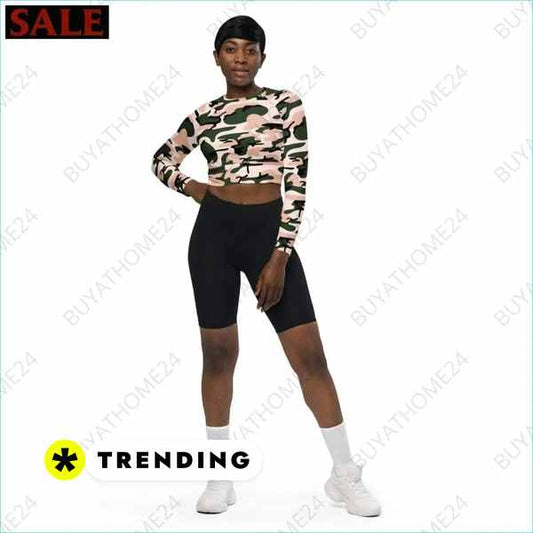 ▻ Trainingstop Bauchfrei I Langarm Crop Top 2XS - 6XL BUYATHOME24®