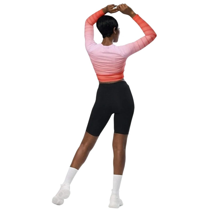 Damen Langarm Crop Top von BUYATHOME24, tailliert, sportlich, in verschiedenen Größen, mit Textildruck, modernes Design