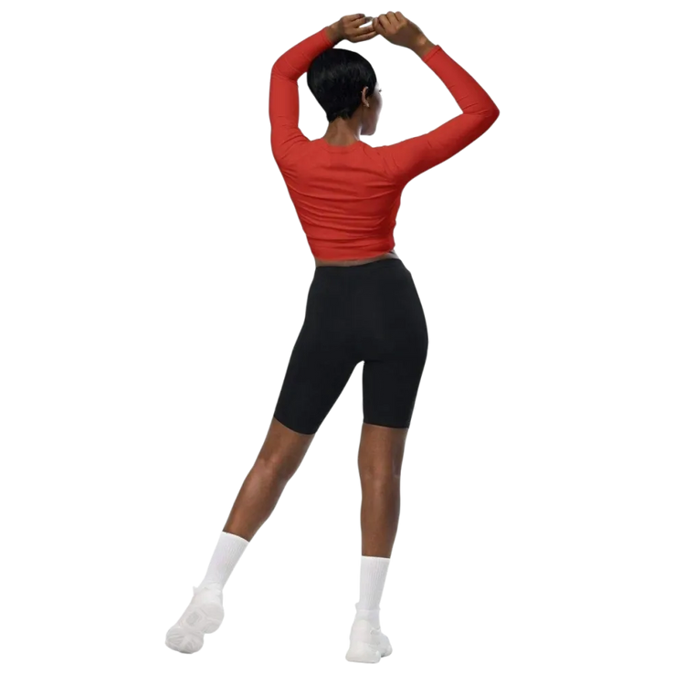 Damen Langarm Crop Top von BUYATHOME24, schnelltrocknend, in 2XS bis 6XL, bequemes Oberteil mit Textildruck.