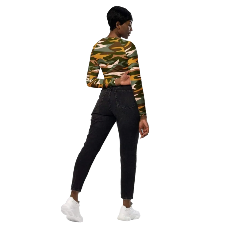 Damen Langarm Crop Top von BUYATHOME24, schnelltrocknend, in 2XS-6XL, mit Textildruck, bequem und modisch.