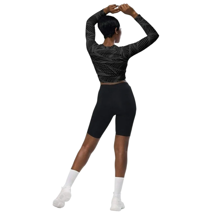 Damen Langarm Crop Top von BUYATHOME24 in 2XS-6XL, tailliertes Fitness-Shirt mit Textildruck, bequemer sportlicher Look
