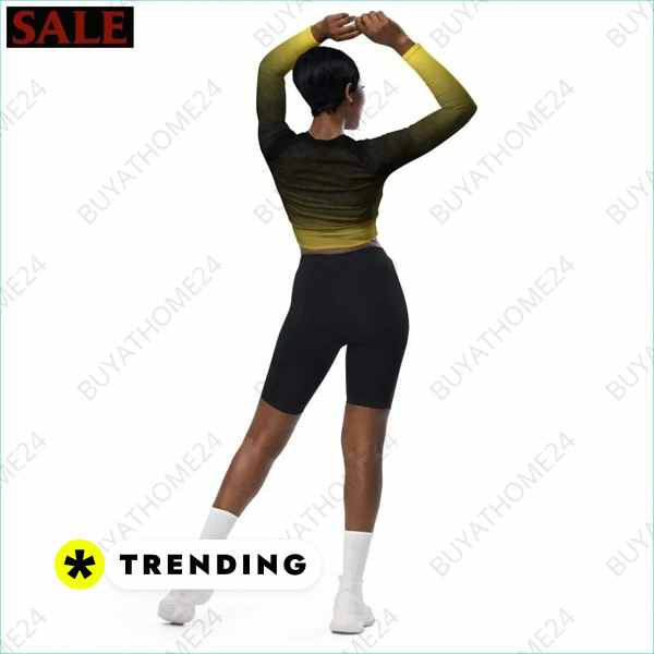 Damen Langarm Crop Top von BUYATHOME24, bauchfreies Trainingstop in 2XS-6XL, mit Textildruck, bequem und sportlich.