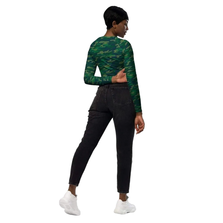 Damen Langarm Crop Top von BUYATHOME24, bequemer Fitness-Trainingstop in 2XS-6XL, mit Textildruck, ideal für sportliche Aktivitäten