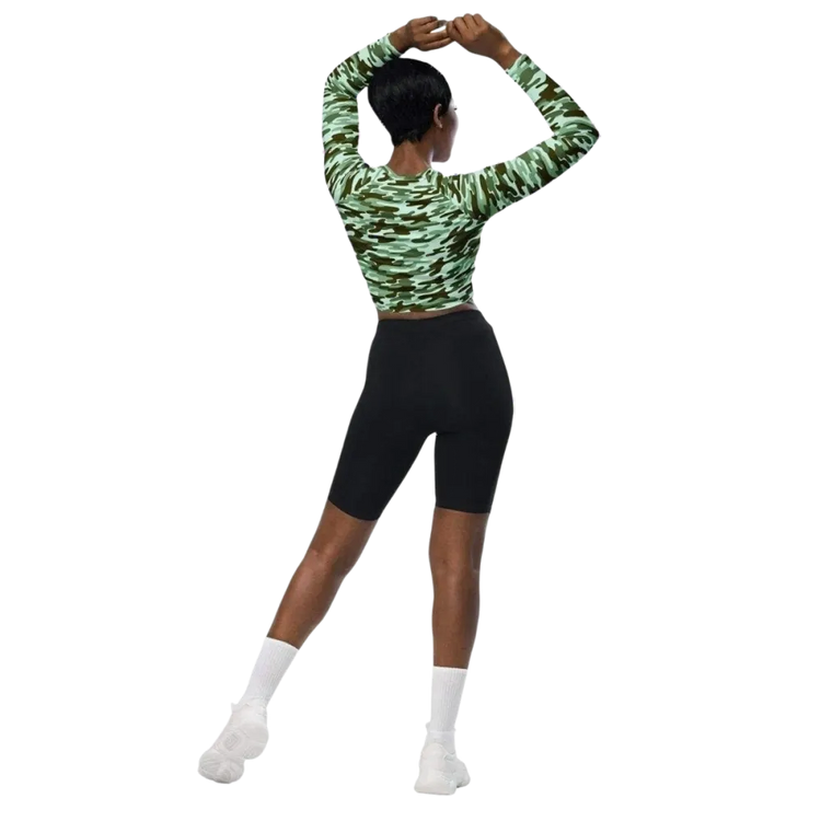Damen Langarm Crop Top von BUYATHOME24 in 2XS-6XL, bauchfrei, bedruckbar, bequemes Fitness-Shirt mit langen Ärmeln