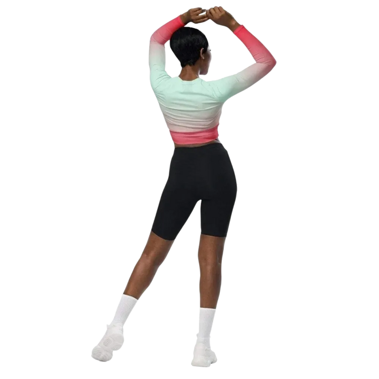 Damen Langarm Crop Top von BUYATHOME24, tailliert, für Fitness, in 2XS-6XL, mit Textildruck, sportliches Design