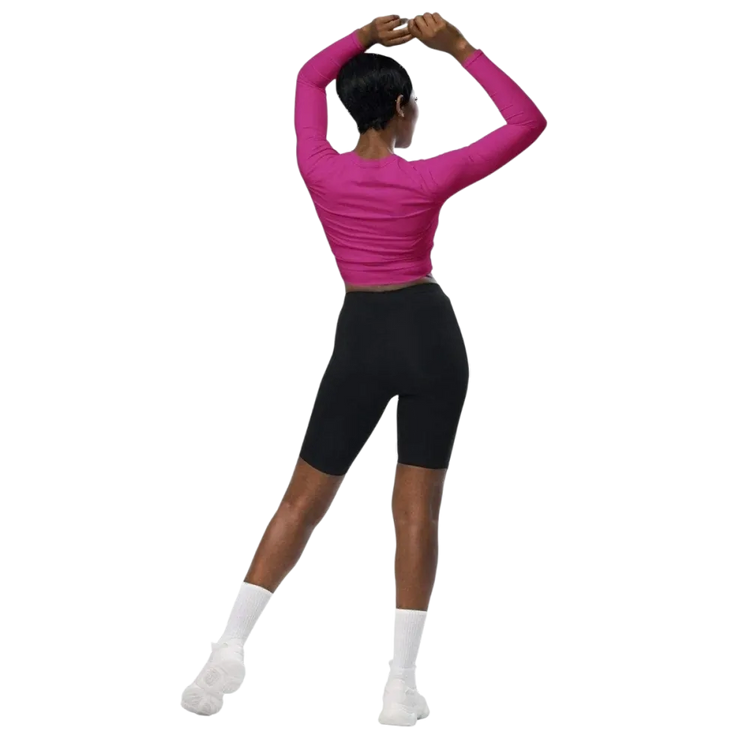 Damen Langarm Crop Top von BUYATHOME24, Bauchfrei, Raglan-Ärmel, in 2XS-6XL, bequemes Textildruck-Design, modischer Alltag-Look