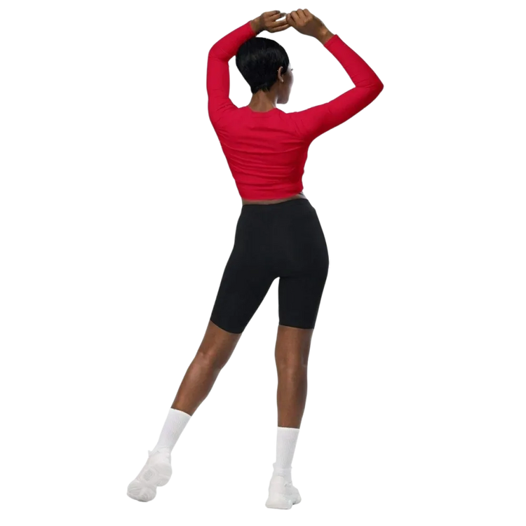 Damen Langarm Crop Top von BUYATHOME24 mit Raglan-Ärmeln, in 2XS-6XL, bequemes Trainingstop aus Textildruckstoff.