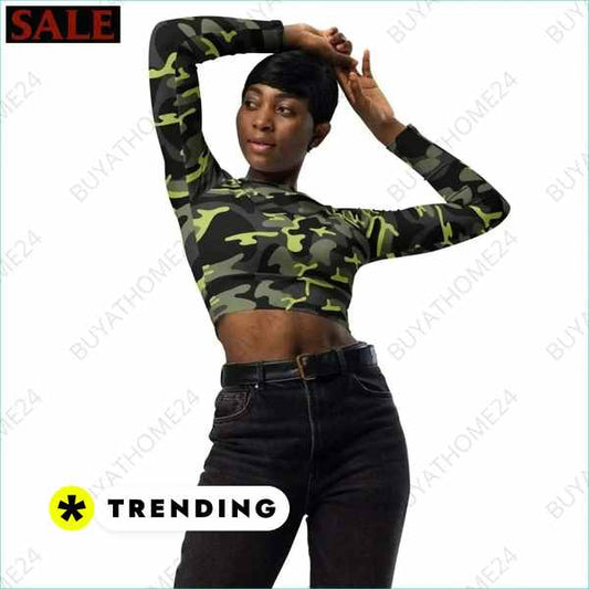 ▻ Trainingstop Bauchfrei I Langarm Crop Top 2XS - 6XL BUYATHOME24®