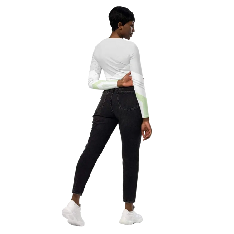 Damen Langarm-Crop-Top von BUYATHOME24, tailliert, in 2XS-6XL, bequemes Trainingsshirt mit Textildruck, ideal für sportliche Aktivitäten