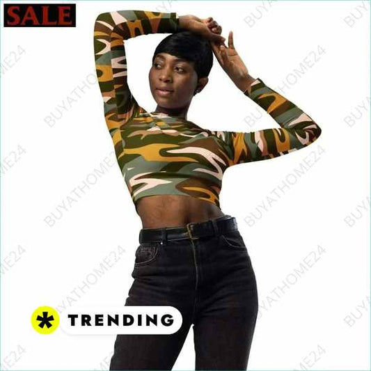 ▻ Trainingstop Bauchfrei I Langarm Crop Top 2XS - 6XL BUYATHOME24®